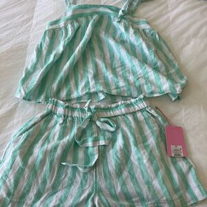 Stoney Clover Striped Green and White Two-Piece Set